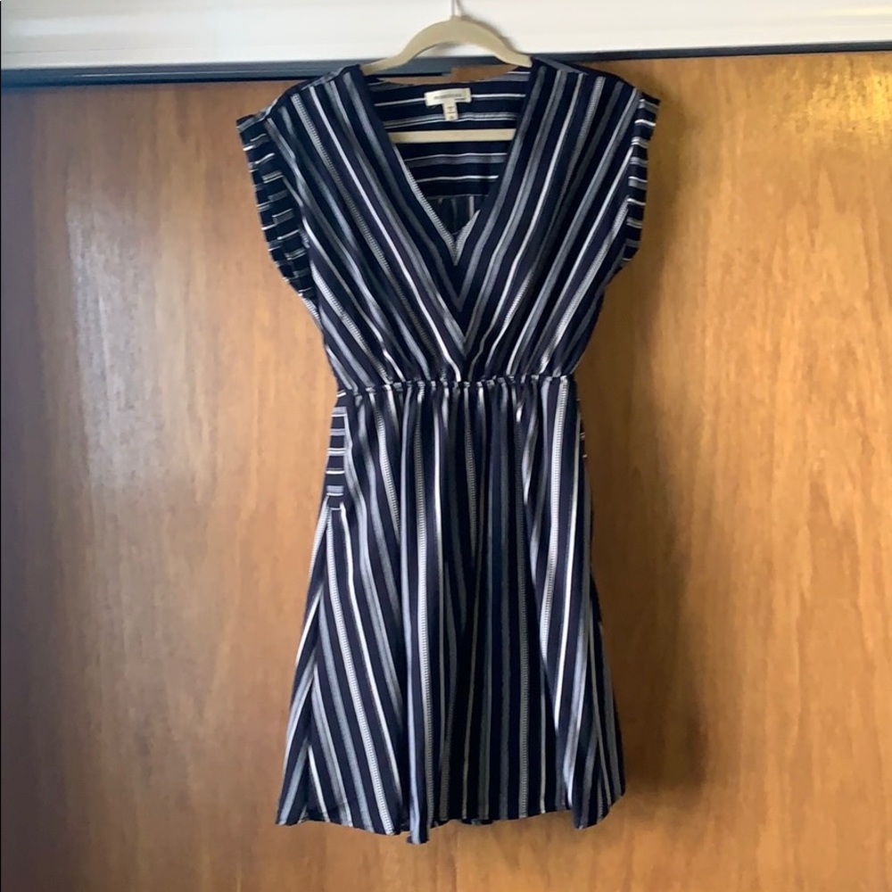 Blue and white striped dress.